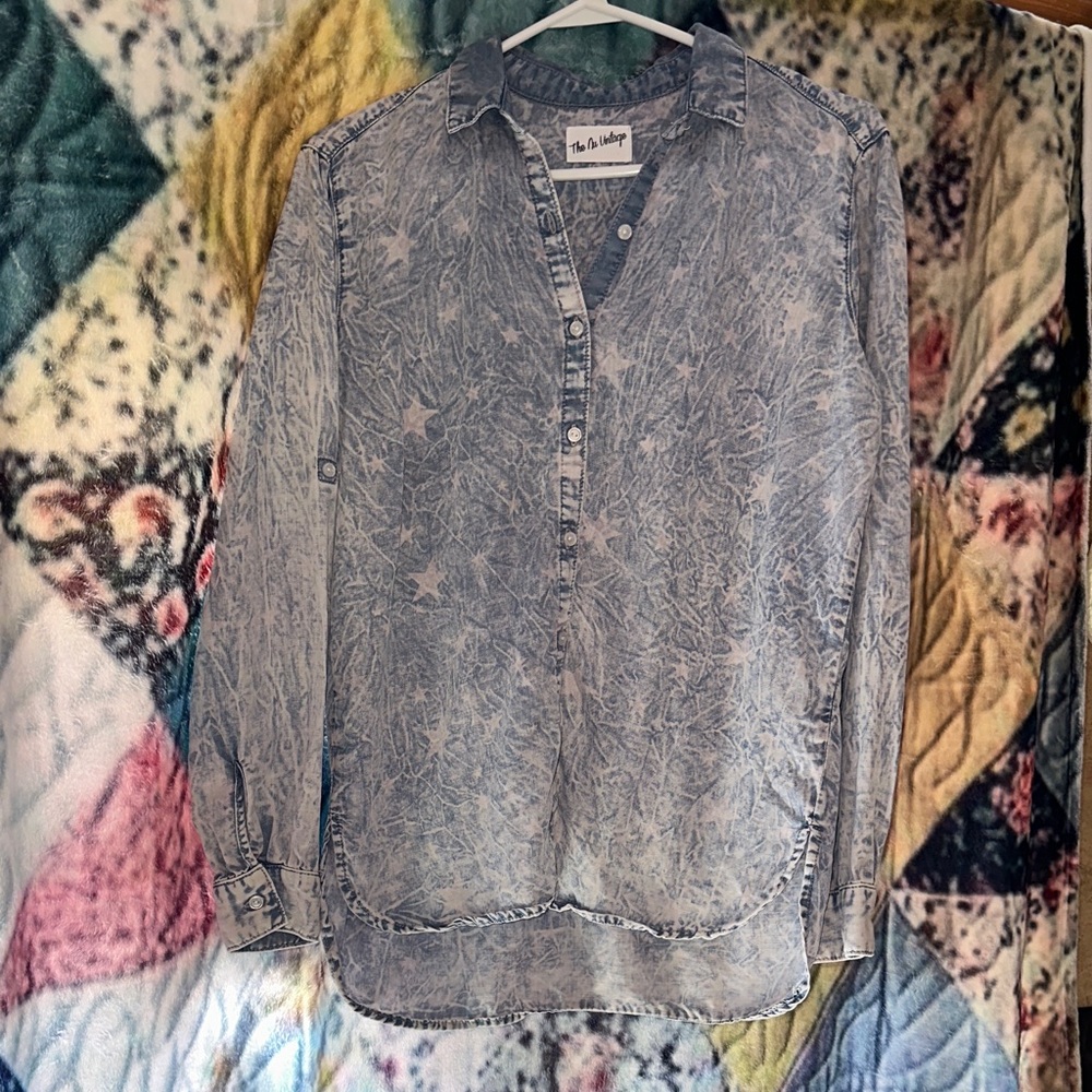 The Nu Vintage acid-wash Blue Button-Up Shirt